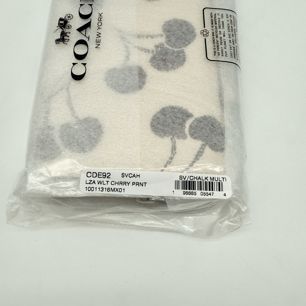 Coach Long Zip Around Wallet With Cherry Print Chalk - Picture 13 of 14